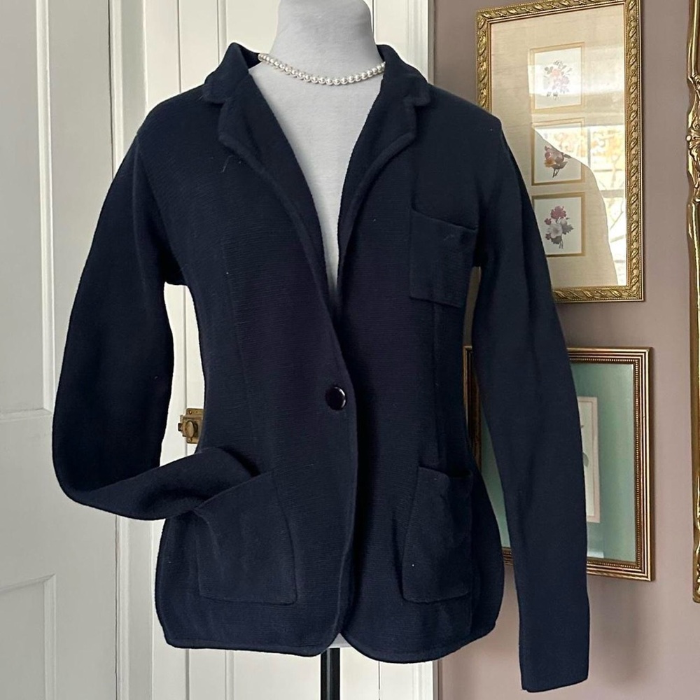 Audrey & Grace navy cotton sweater-blazer